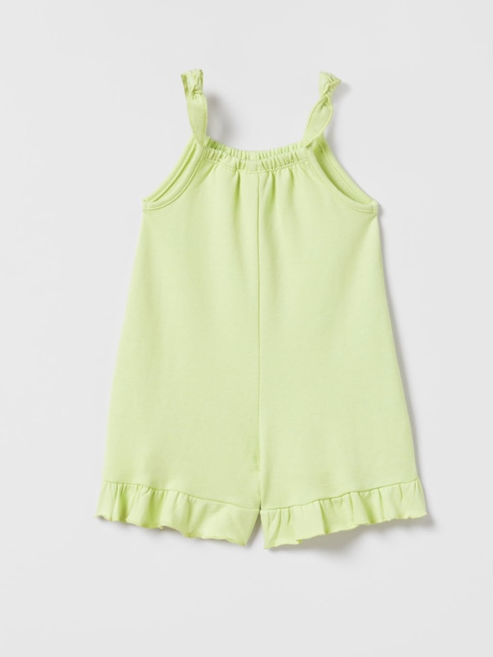 Zara Lime Green Ruffle-Hem Romper